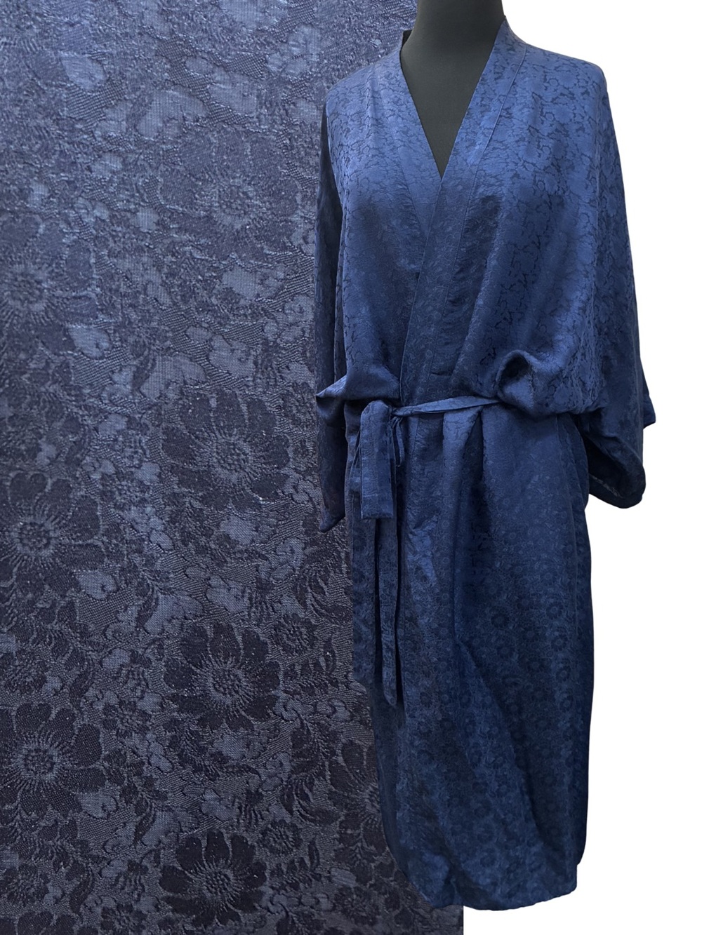TARA Sartoria Robe Silk Navy Handwoven  L/XL